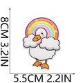 Detailed view of duck embroidery patch showing 8cm height and 5.5cm width dimensions - No. 1 (Rainbow Cloud Duck)