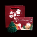 Set regalo di Natale con portagioie albero in velluto verde, busta e biglietto - Scatola Albero Natale (Set Borsa Bordeaux)