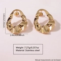 Minimalist golden stainless steel irregular hoop earrings with textured finish - Pleated Irregular Loop (FYD6121)
