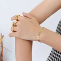 Chic 18k gold plated stainless steel geometric chain bracelet and ring set for women - Gold