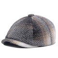 Berretto newsboy grigio a spina di pesce in tweed spesso con visiera corta per l'inverno - Regolabile / Grigio