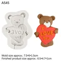 Bear with heart silicone mold for Valentine's chocolate and fondant cake decoration - 2# Bear Holding Heart (I LOVE YOU) / Gray