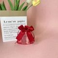 Elegant red organza gift bag with a satin bow and drawstring for cosmetic samples - Burgundy
