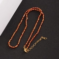 Short beaded necklace with red faceted stones, gold spacers and lobster clasp - 3MM Diameter / Red Agate