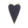 Golden heart pendant with dark blue zircon inlay and dual hanging loops for DIY jewelry - Blue-Long Heart