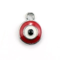 Κόκκινο μενταγιόν Evil Eye από σμάλτο και ασήμι για κατασκευή κοσμημάτων DIY - 10 τεμ Κόκκινα Στρογγυλά Κρεμαστά Evil Eye με Ασημένια Βάση
