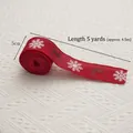 5cm red Christmas ribbon roll with white snowflake and glitter reindeer print - #15 (Red Glitter Reindeer-5.0cm)
