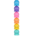 Stack of 6 colorful stackable octopus highlighters with cute cartoon faces and heart cheeks - No Packaging / Solid Octopus