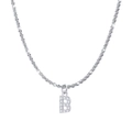 Titanium steel snowflake chain with sparkling micro-pave letter B pendant in silver - Letter B / Steel
