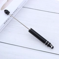 Touch screen stylus pen featuring a black matte handle and silver metal telescopic rod - Black