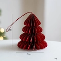 Red honeycomb paper Christmas tree ornament with golden glitter edges, 10cm height - Style B / Red