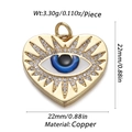 Golden heart pendant with blue evil eye and sparkling zircons on white background - CX142-5 (Blue Heart Full Zirconia Edge)