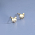 Pendientes de oso dorado en plata S925 con un diseño minimalista de animal pulido - Oso / Dorado