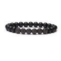 Herrenarmband aus matt schwarzen Perlen mit Mikro-Pave-Zirkonia-Kugeln - 6 Schwarze Zirkonia-Kugeln