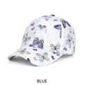 Gorra de béisbol blanca con estampado de mariposa azul y textura de encaje - Azul