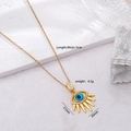 18K vergoldete Evil Eye Halskette mit blauem Anhänger und funkelnden Zirkonia-Verzierungen - Gold
