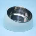 Light blue cat-shaped stainless steel bowl with slanted ergonomic neck protection - 800ML / Matcha Green