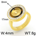 Anillo de acero dorado con borde de circón, con medidas de diámetro interno de 8mm - US 6 / Dorado (KLJ3913-Z)