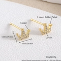 Elegante vergulde kroon oorknopjes met sprankelende zirkonia stenen voor dames - Goudkleurig Kroon (Klein) / 0.8cm x 0.6cm