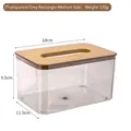 Modern transparent grey rectangular tissue box with natural bamboo lid in medium size - Medium / Transparent Gray