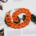 Chunky matte orange acrylic chain with golden metal lobster clasps for handbags - 45cm / Orange