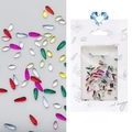 Colorful marquise nail rhinestones in crystal glass with package for DIY nail art designs - #08 Teardrop & Marquise