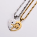 Collane puzzle a cuore intrecciate per coppie in acciaio inossidabile argento e oro - Acciaio + Oro (Con Catena)