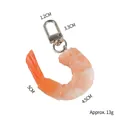 Realistic PVC cooked shrimp keychain with silver metal lobster clasp, 5cm x 4.5cm food model - Large Shrimp Meat - With Buckle