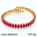 Golden 18K stainless steel bypass bangle with marquise-cut red zircon stones 58x8mm - Red (KB169674-GG)