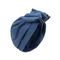 Blue pleated turban hat for women featuring a French vintage style in a modern solid finish - Denim Blue