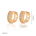 Gold plated huggie earrings with cubic zirconia and heart cutouts measuring 1.4 cm - EH071 Side Hollow Heart