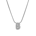 Silver letter B pendant necklace with pavé cubic zirconia on a sleek snake chain - Silver B / Silver