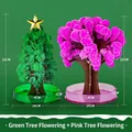 Green Christmas tree and pink paper flower crystallization experiment kit for kids - Green + Pink