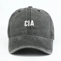 Cappellino da baseball vintage lavato grigio antracite con ricamo CIA bianco e visiera - Regolabile / Nero