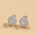 Silver swirl stud earrings with pavé crystal accents in a vintage French style - ES2560 Flower (Silver)