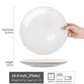 10.4 inch white ceramic steak plate with brown rim, microwave and dishwasher safe - Beiyusheng - Light Grey Large Plate 10.4 Inch (Minor Flaws)