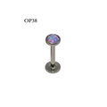 G23 titanium labret stud with silver finish and purple-pink opal stone inlay OP38 - 1.2x8x4mm / Purple (OP38)