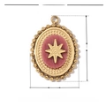 Dimensions du pendentif ovale en pierre naturelle rose avec étoile en acier inoxydable - VG046-Pierre Naturelle Rose Étoile Ovale