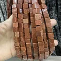 Perles cubiques en grès doré scintillant pour la création de bijoux DIY - 4x4mm (Environ 38cm Fil) / Grès Doré
