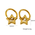 Minimalist 18K gold stainless steel hoop earrings with star charms 16mm 6.2g - Gold Large Hollow Star / 16mm