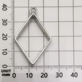 Silver rhombus geometric alloy pendant frame with measurement ruler for DIY jewelry - Rhombus Shape (10481) / 25x40mm / White K/Silver