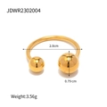Anillo ajustable de acero de titanio chapado en oro de 18K con dos bolas de 0,79 cm - Estilo Simple de Doble Cuenta Redonda (JDWR2302004)