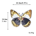 Golden butterfly sequin patch with beads, showing 22.8cm width and 18.8cm height dimensions - Black Gold Butterfly