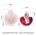 DIY silicone mold for couple kissing on red heart base with rose flowers and finished product - Wedding Rose Heart GJ-0390
