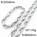 Set collana e bracciale in acciaio inossidabile argento con design a catena a maglie - Bracciale / Color Acciaio