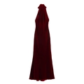 Detail van een bordeauxrode fluwelen maxi-jurk met luxe glanzende textuur van de stof - XS / Fluweel Dieprood