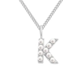 Elegant pearl-inlaid letter K initial pendant necklace in silver stainless steel - Letter K / Steel Color