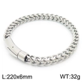 Silver stainless steel Franco bone chain bracelet with magnetic clasp for men - 23CM / Silver