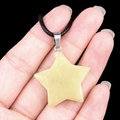 Handheld 30mm natural pentagram star pendant necklace in light green agate stone - 30mm Lemon Jade