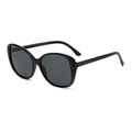 Gafas de sol redondas de gran tamaño con montura negra brillante y lentes gris oscuro - Montura Negra Lente Gris